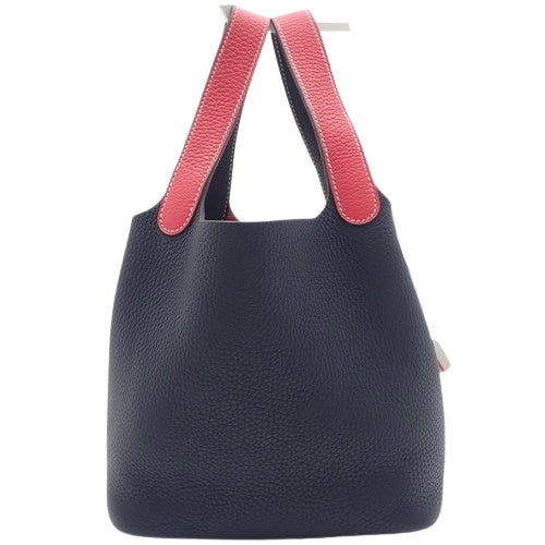 Picotin Lock PM Cazac Taurillon Clemence 皮革表带配钯金配件、玫瑰蓝夜光、Y 印章