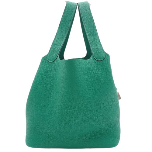 Picotin Lock MM, Taurillon Clemence leather, palladium hardware, Vert Jade, U stamp