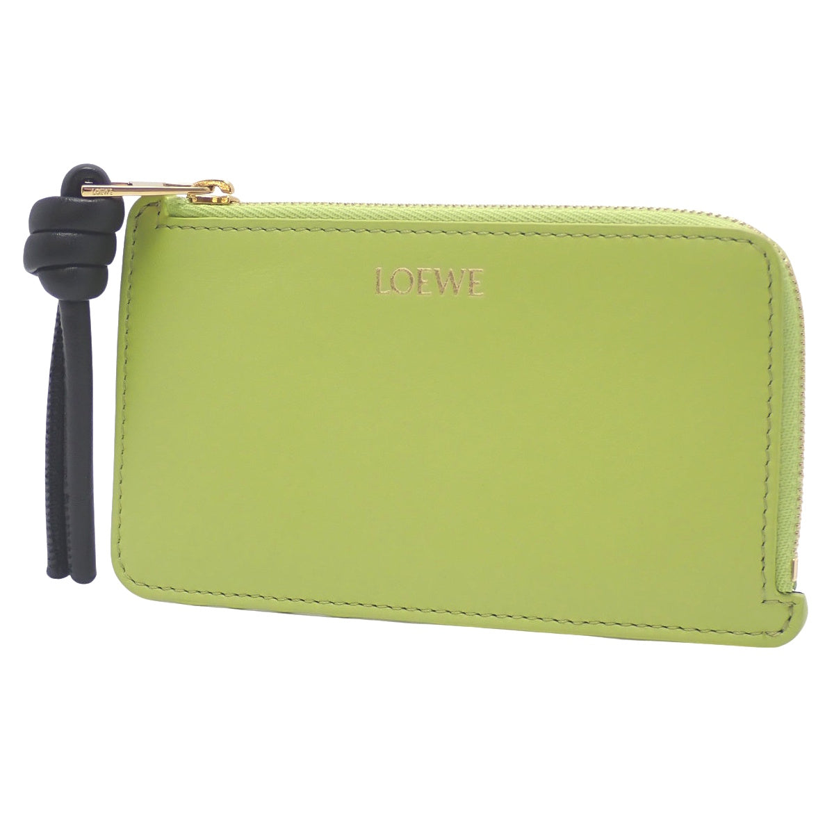 Knot Coin Card Holder in Leather, Green and Black