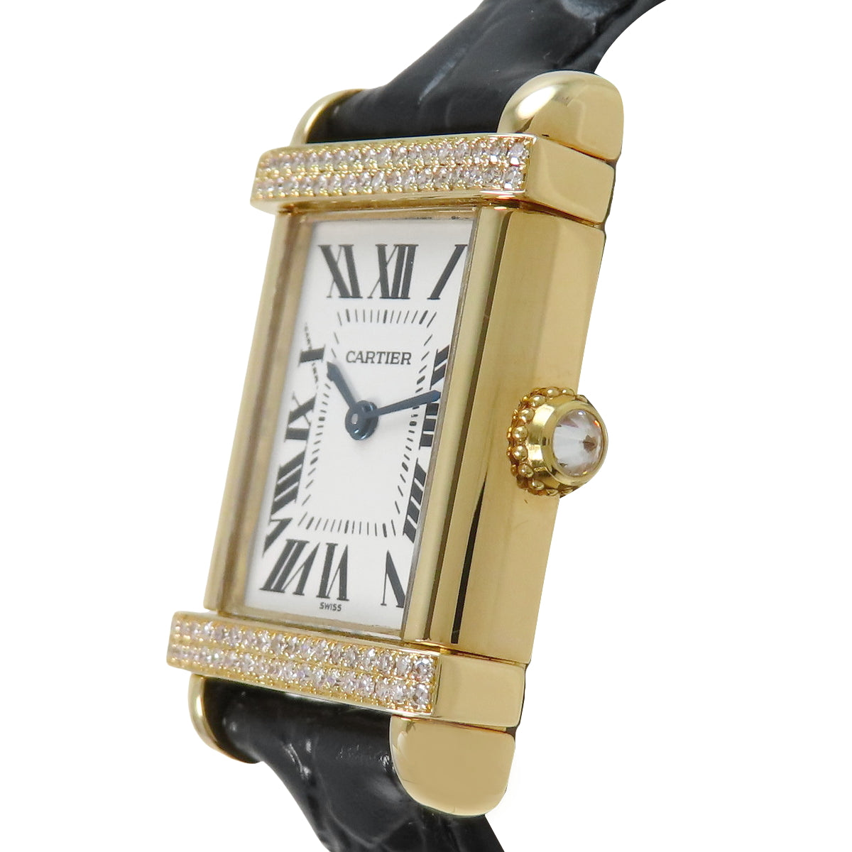 WA103051 坦克系列腕表 YG/皮革 石英 白色 钻石表圈