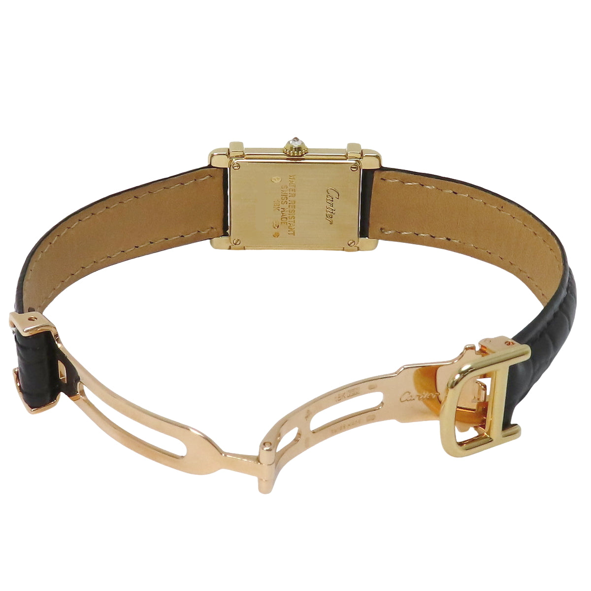 WA103051 坦克系列腕表 YG/皮革 石英 白色 钻石表圈