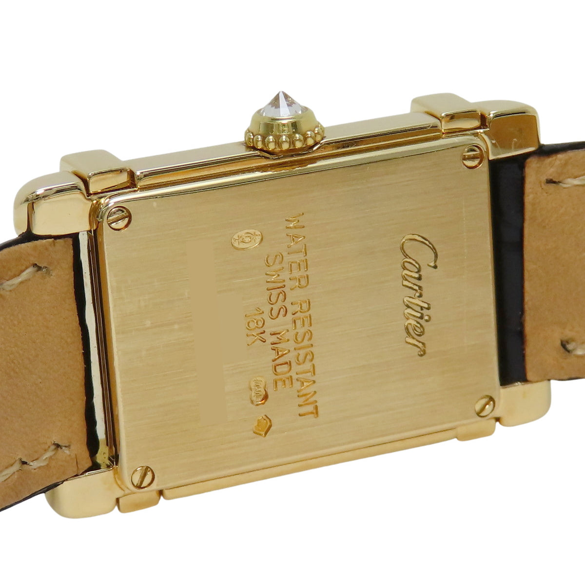 WA103051 坦克系列腕表 YG/皮革 石英 白色 钻石表圈