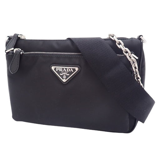 2-way shoulder bag in nylon and Saffiano leather, TESSUTO+SAFFIAN NERO, 1BH168