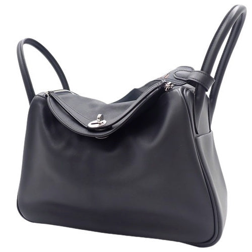 Lindy 30 Traceage Swift Leather Strap, Palladium Hardware, Blue Indigo/Black/Terre Bateau, C Stamp