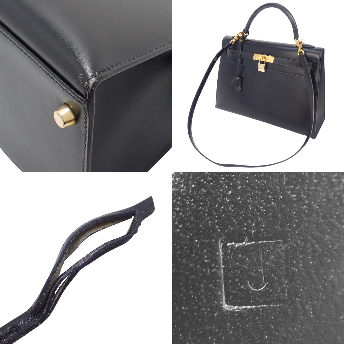 Kelly 32 (Outer Stitch) Box Calf Leather with J Stamp