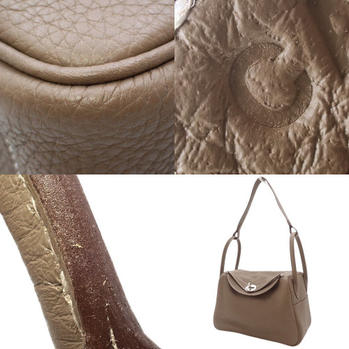 Lindy 26 Taurillon Clemence 皮革,钯金配件,Etoupe/Etoupe,C 印章