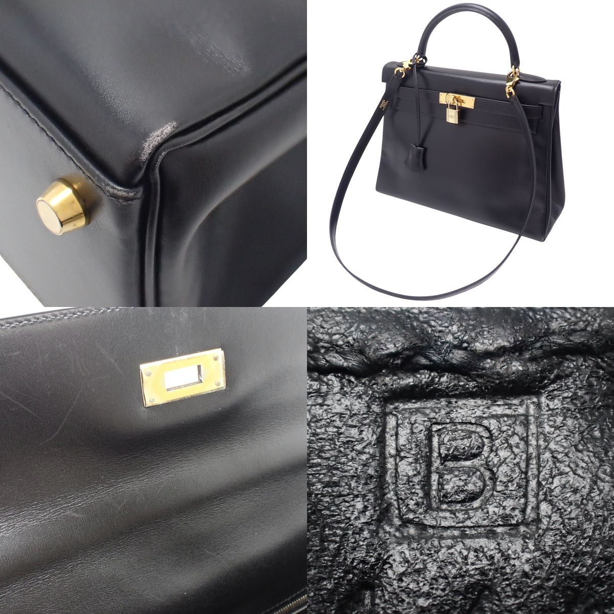 Kelly 32 (inside stitching) Box calf leather B stamp