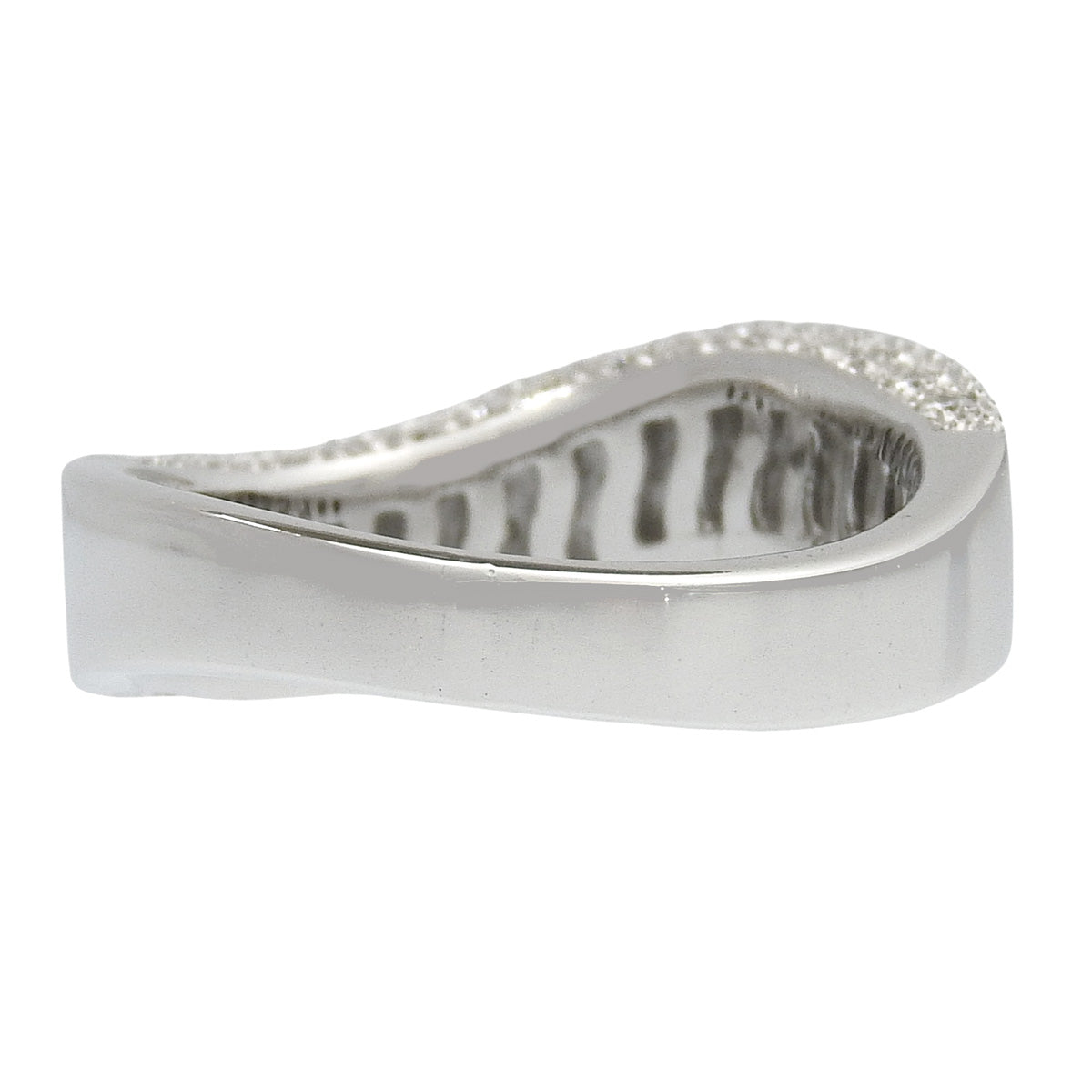 半铺镶波浪戒指 D1.21 K18 白金 WG