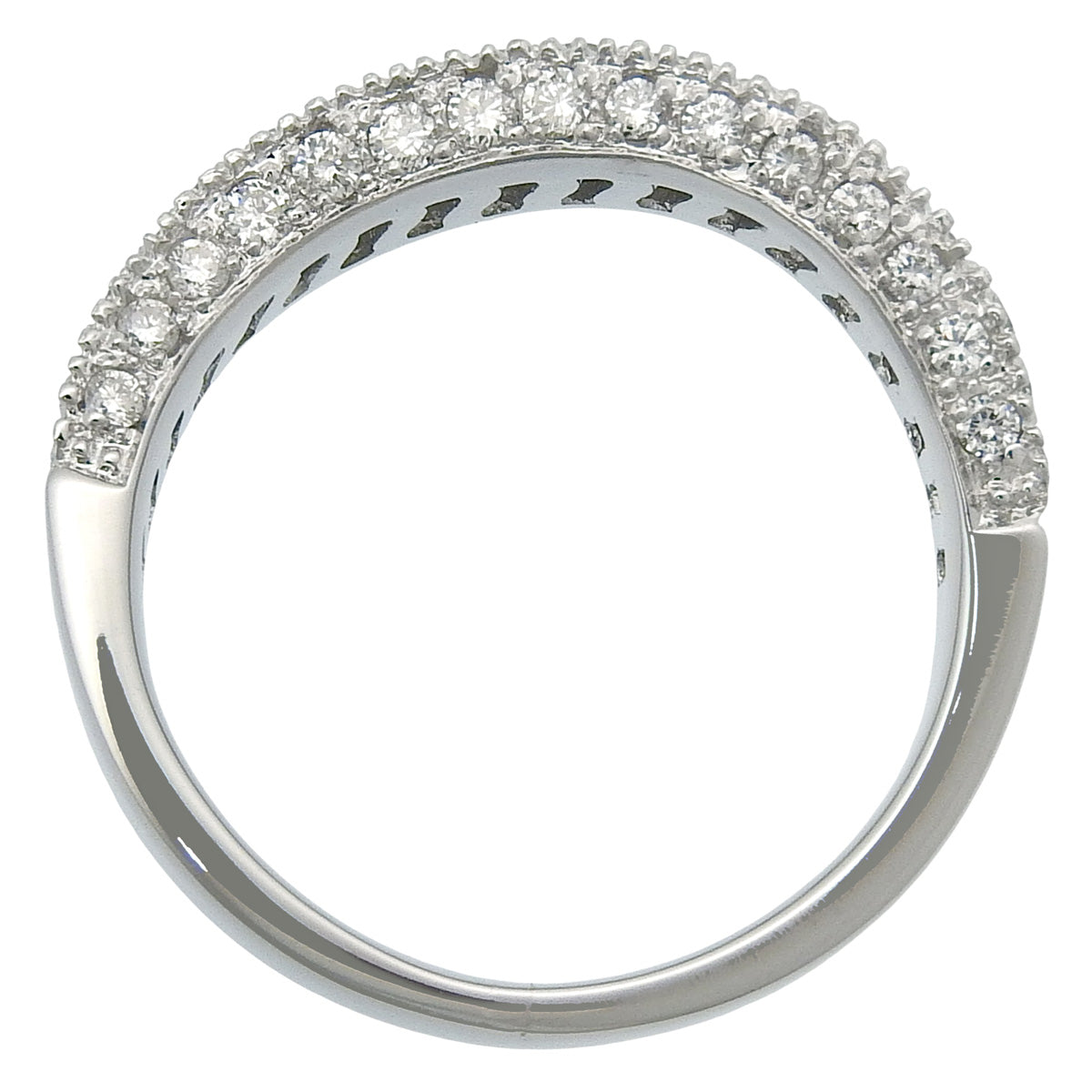 半铺镶波浪戒指 D1.21 K18 白金 WG