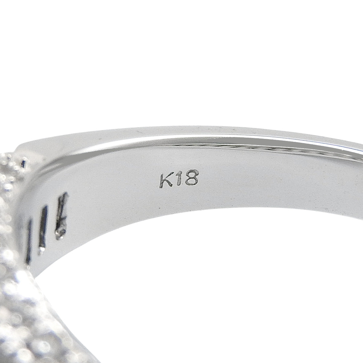 半铺镶波浪戒指 D1.21 K18 白金 WG