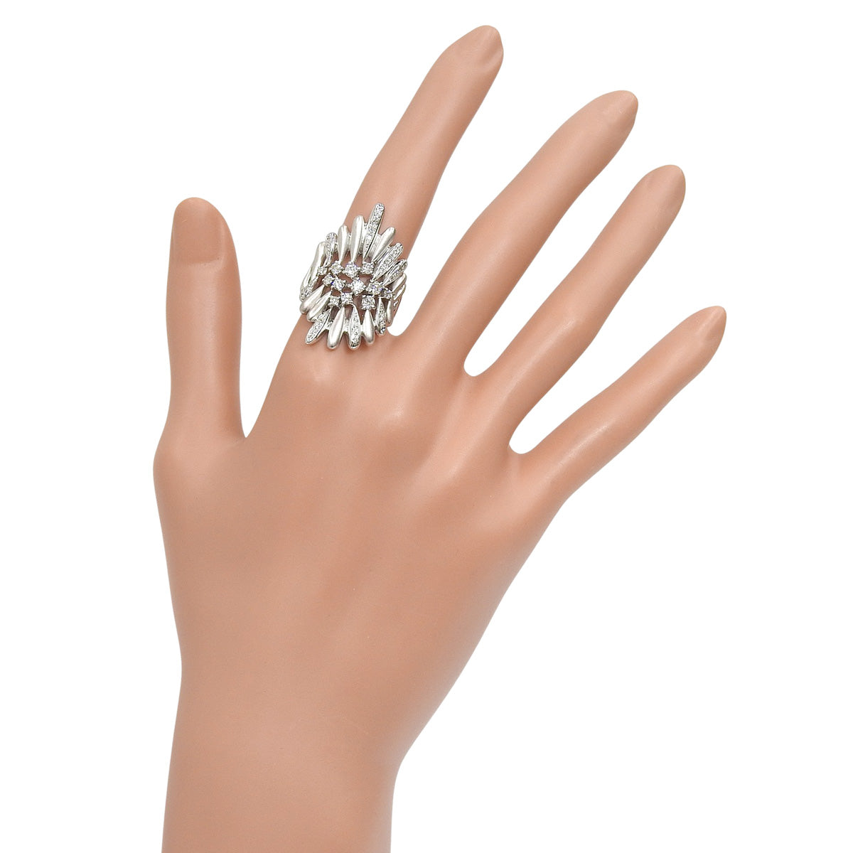 ダイヤモンド リング 0.74 K18 ホワイトゴールド WG ビッグモチーフ