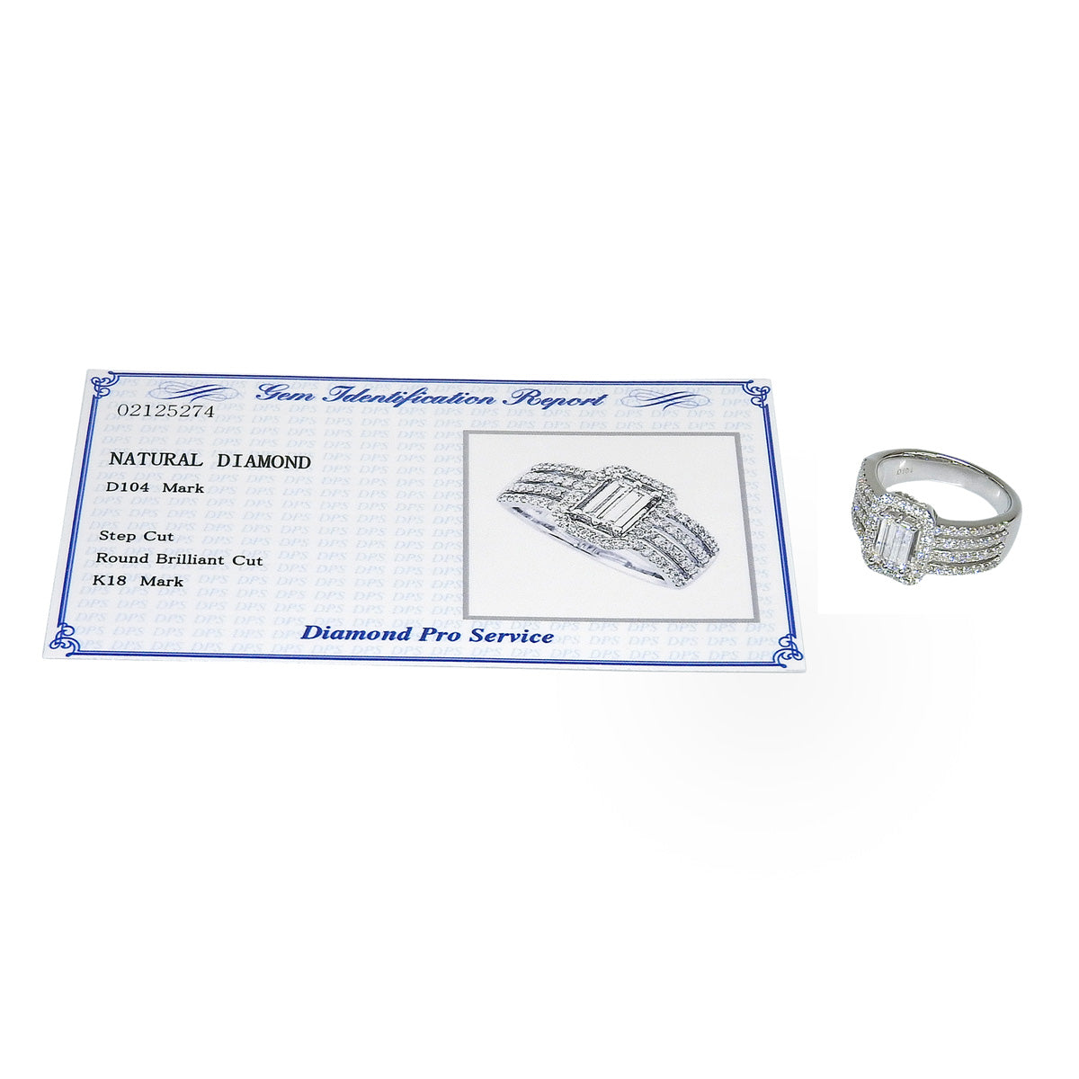 钻石方形切割戒指 D1.04 K18 白金 WG