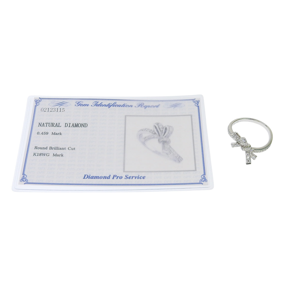 ダイヤモンド リボン リング D0.459 K18 ホワイトゴールド WG