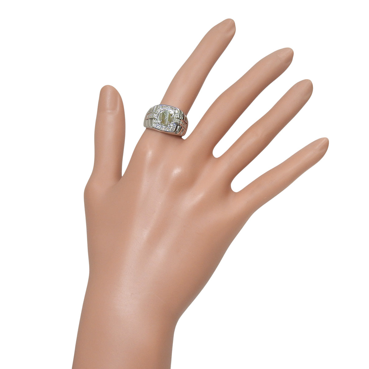 クリソベリルキャッツアイ ダイヤモンド リング CE1.22/D0.54 K18 ホワイトゴールド WG