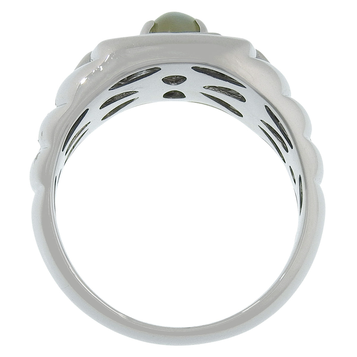 猫眼绿柱石钻石戒指 CE1.22/D0.54 K18 白金 WG