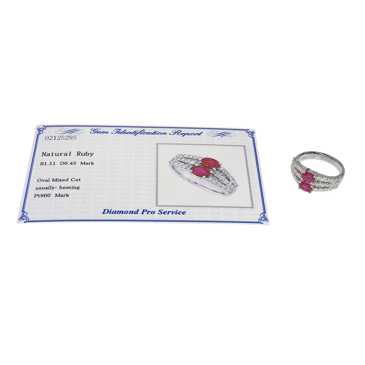 红宝石钻石戒指 R1.11/D0.43 Pt950铂金