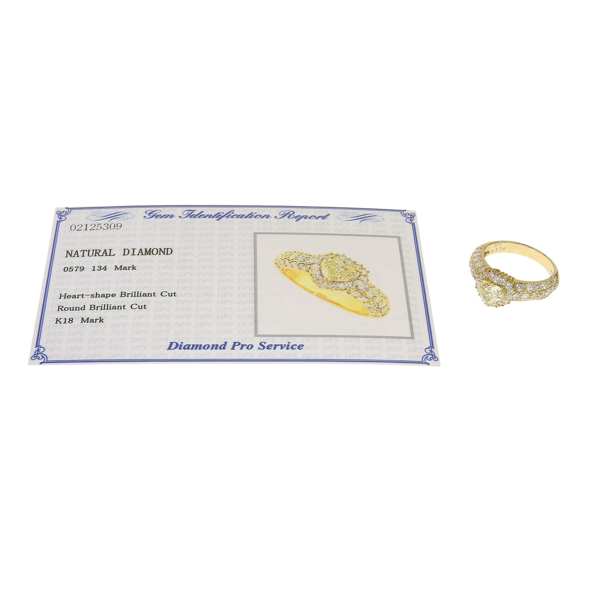心形钻石戒指 D0.579,1.34 K18 黄金 YG