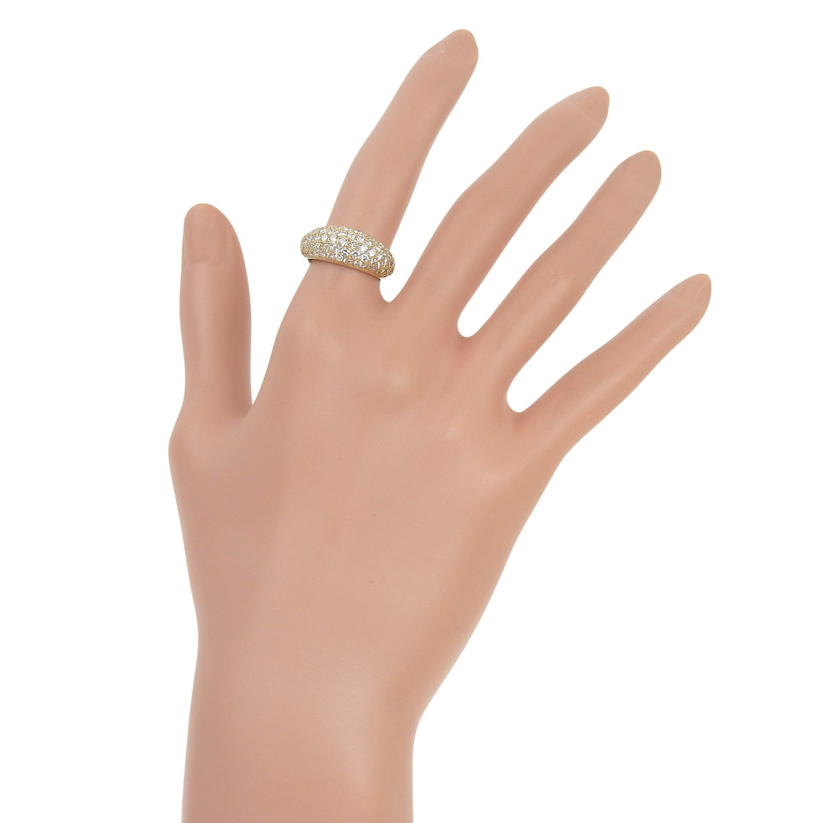 Diamond ring, 1.51 carats, 18k yellow gold, pave setting.