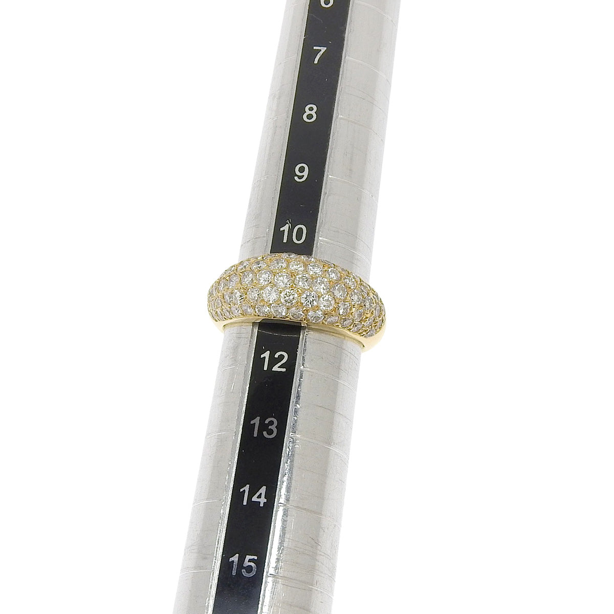Diamond ring, 1.51 carats, 18k yellow gold, pave setting.