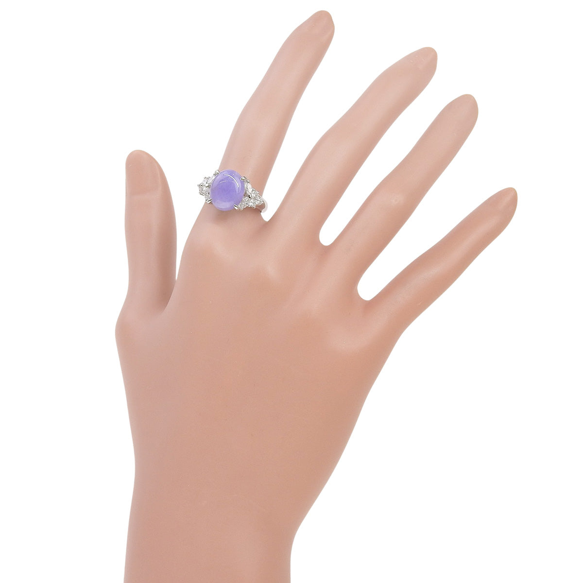 Lavender Jadeite Ring, LH4.86/D0.64, Pt900 Platinum, Jade, Jadeite