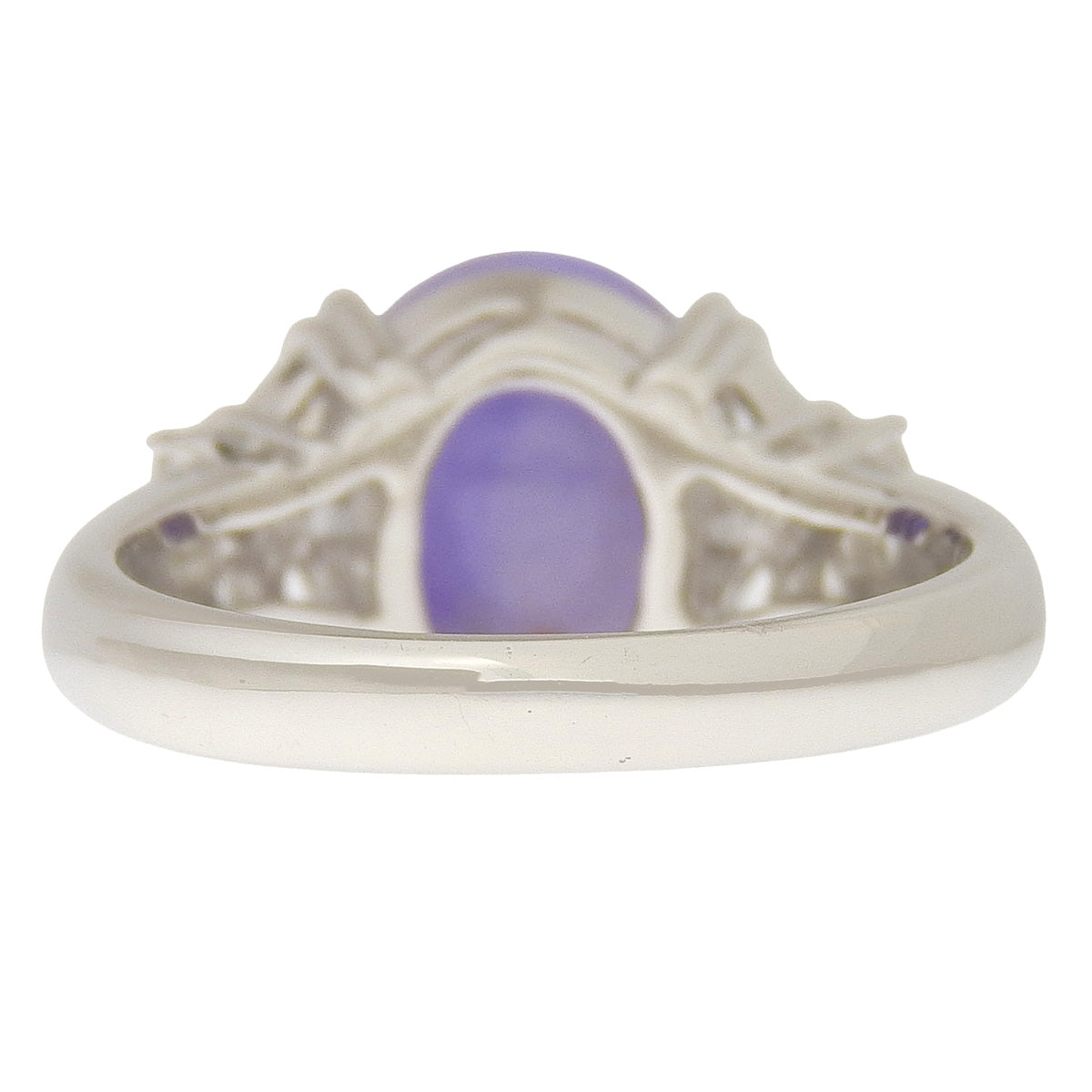 薰衣草色翡翠戒指,长4.86厘米/直径0.64厘米,900铂金,翡翠