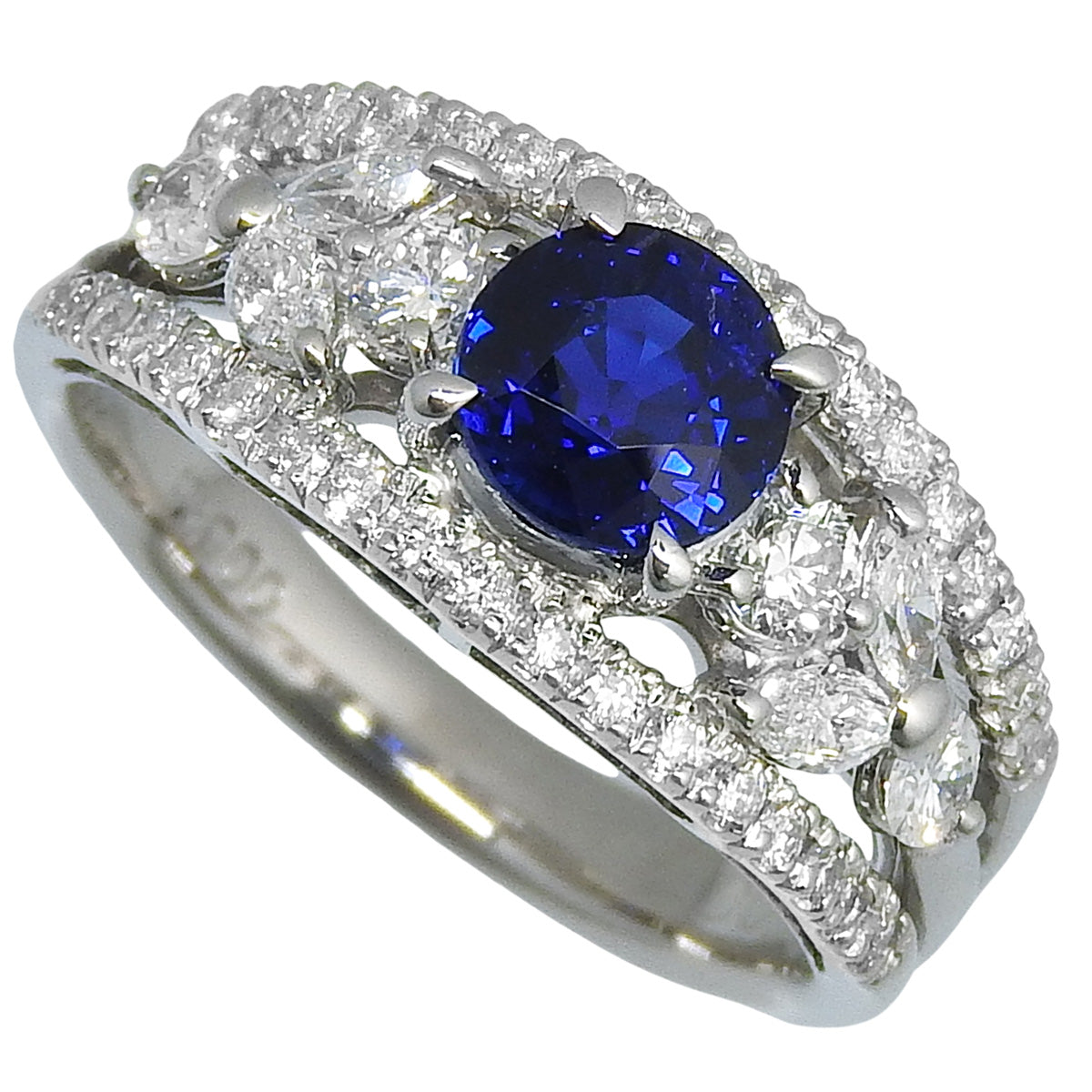 Sapphire and Diamond Ring, Sapphire 1.324ct, Diamond 0.76ct, Platinum 900, Accessory, Jewelry