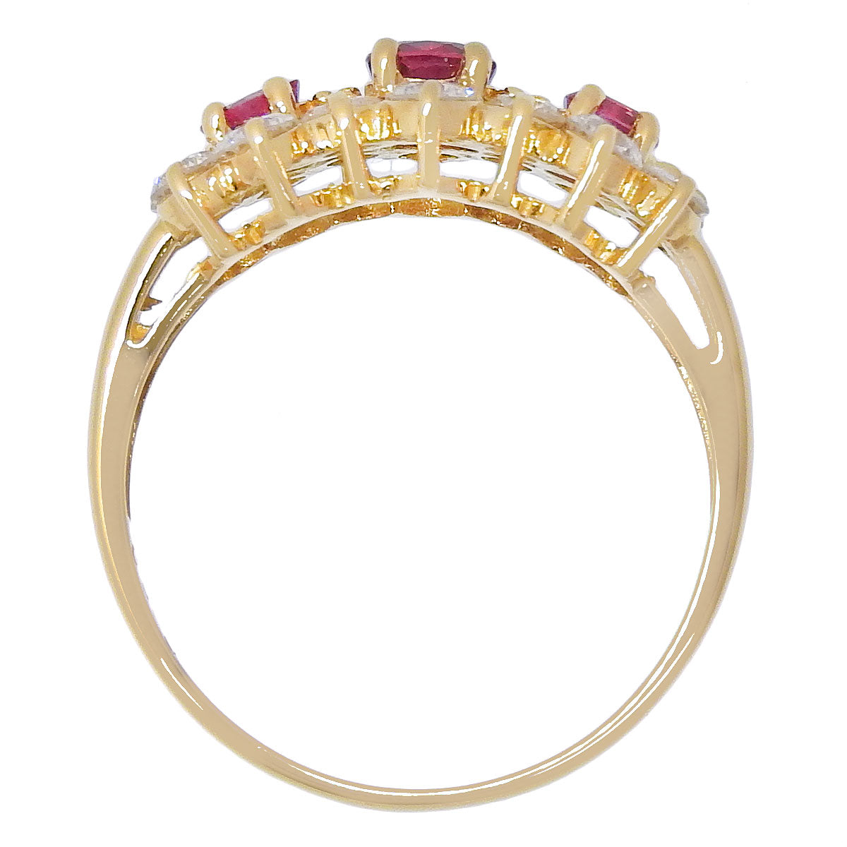 红宝石钻石花型戒指 R0.52/D0.82 K18 黄金 YG