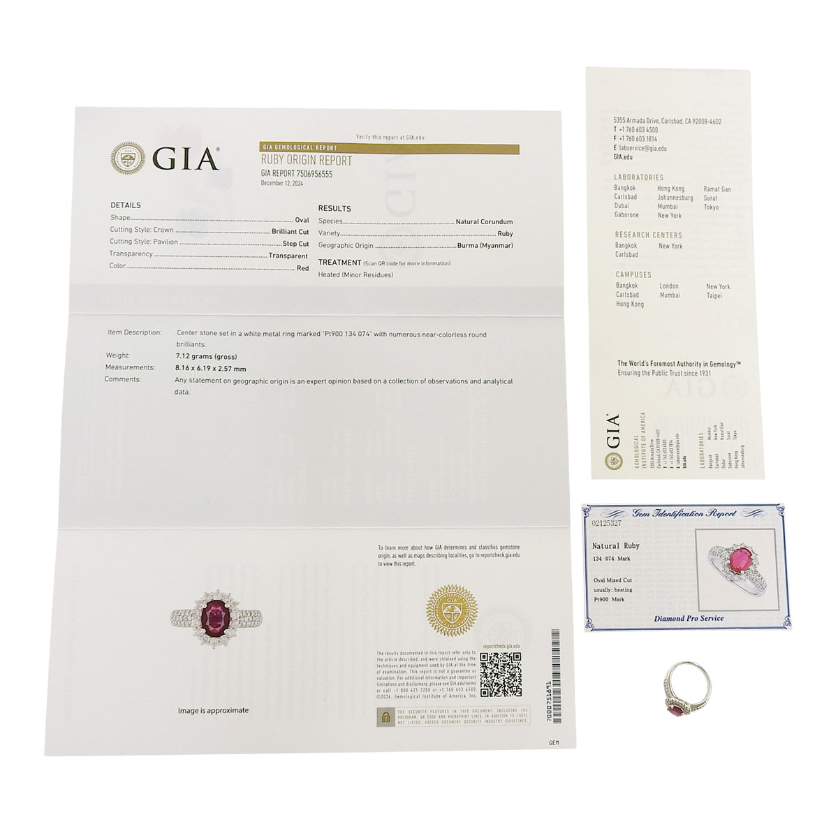 红宝石钻石戒指 R1.34/D0.74 Pt900铂金