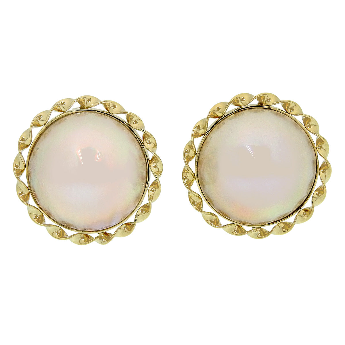 Mabe Pearl Earrings, 18K Yellow Gold (YG)