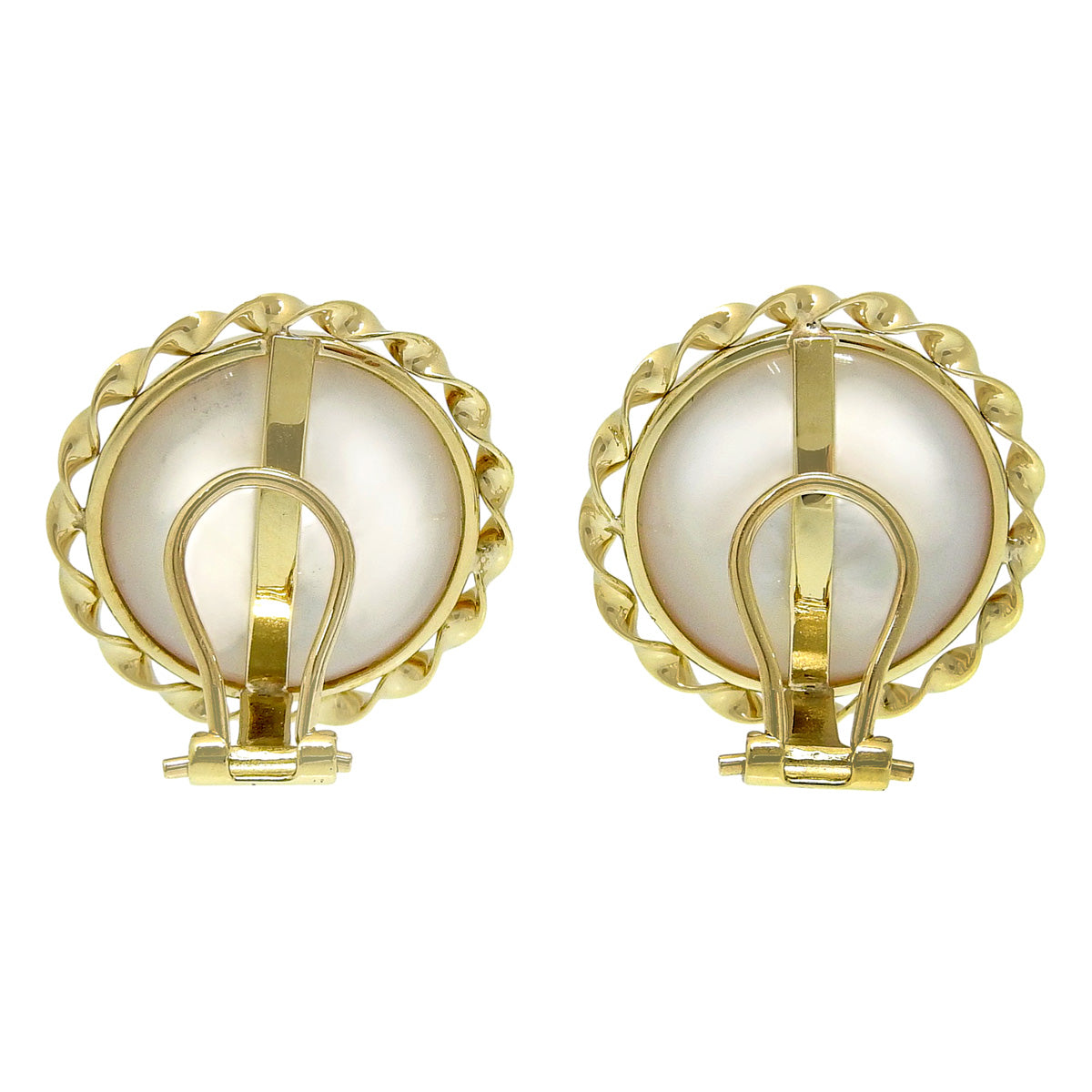 Mabe Pearl Earrings, 18K Yellow Gold (YG)