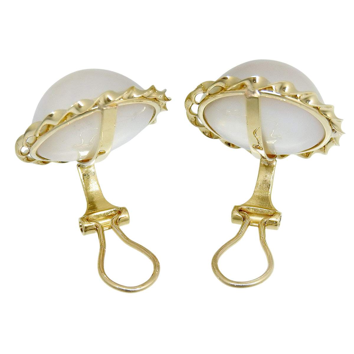 Mabe Pearl Earrings, 18K Yellow Gold (YG)