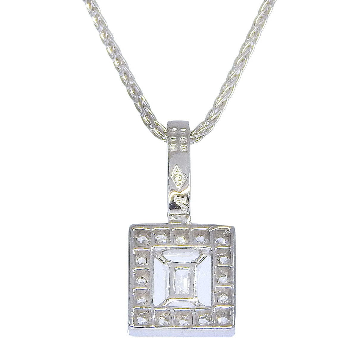 Diamond Square Necklace D0.15, 0.30 K18 White Gold WG