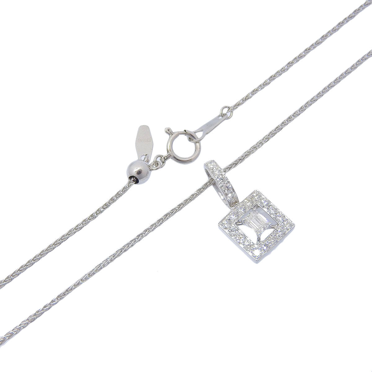 Diamond Square Necklace D0.15, 0.30 K18 White Gold WG