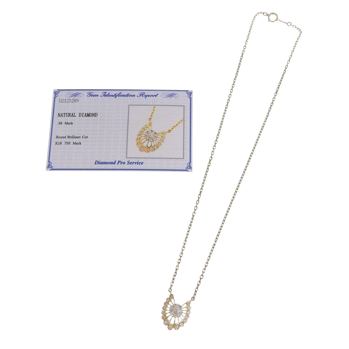 钻石设计项链 D0.58 K18 黄金 YG