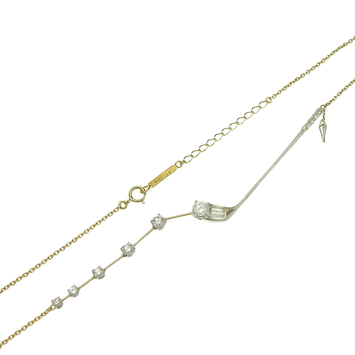 高尔夫球杆钻石项链 D1.19 K18 黄金 YG Pt900 铂金