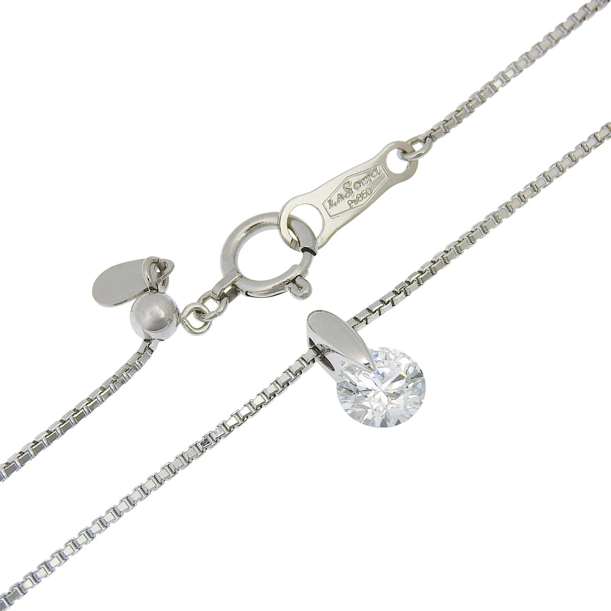 Diamond Necklace, Diamond D0.502, Pt900 Platinum, Pt850 Platinum
