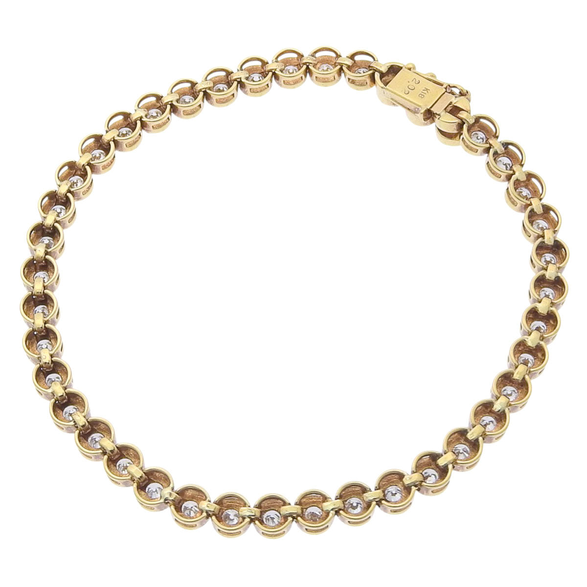 ダイヤモンド テニス ブレスレット D2.02 K18 イエローゴールド YG
