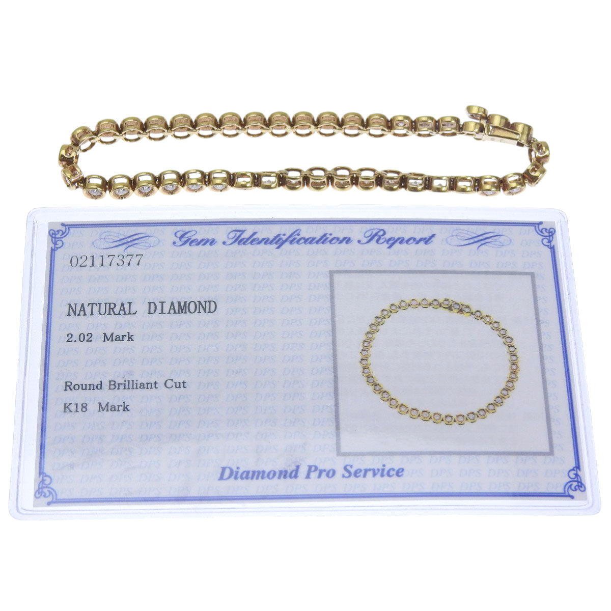 ダイヤモンド テニス ブレスレット D2.02 K18 イエローゴールド YG