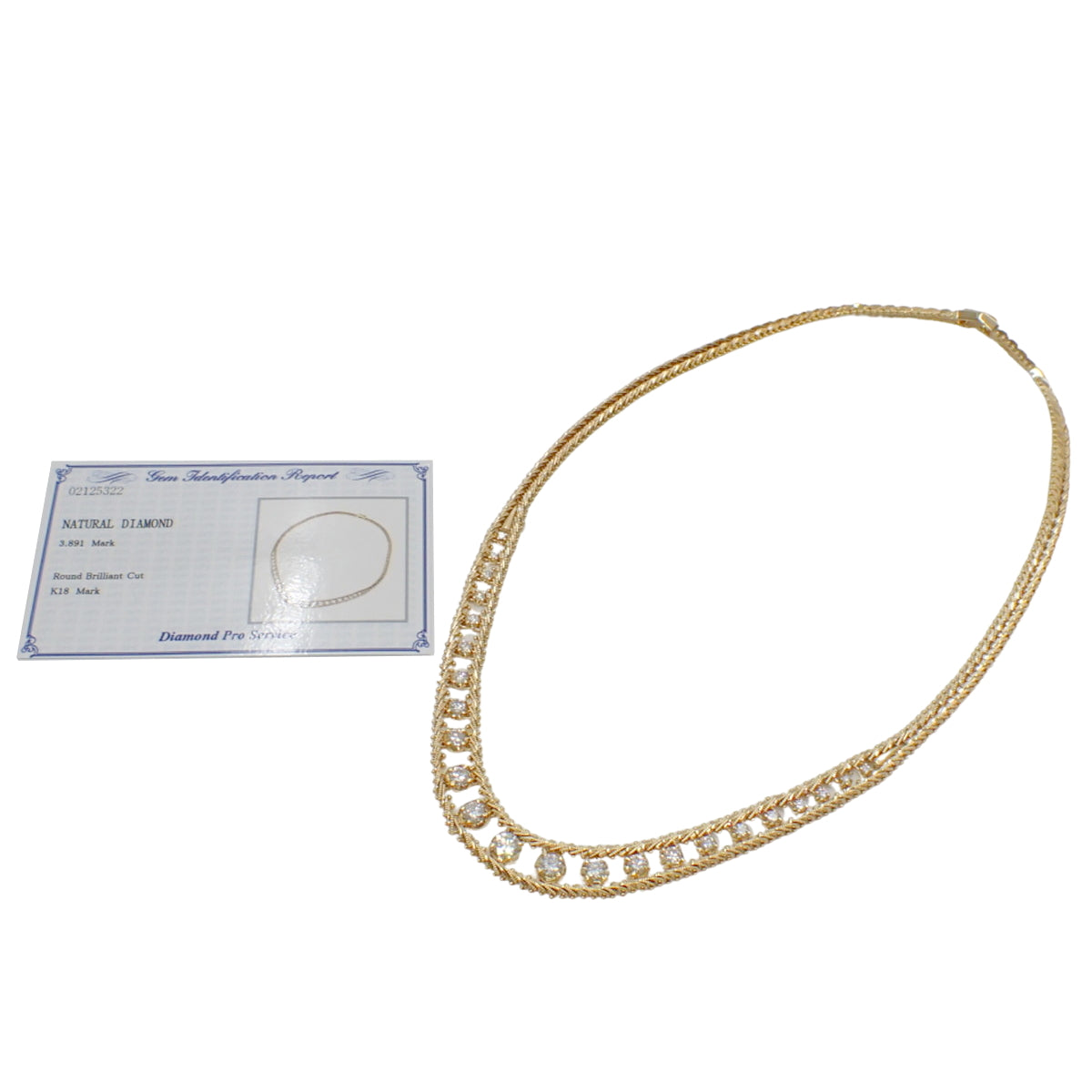 Diamond necklace D3.891 K18 yellow gold YG 23PD