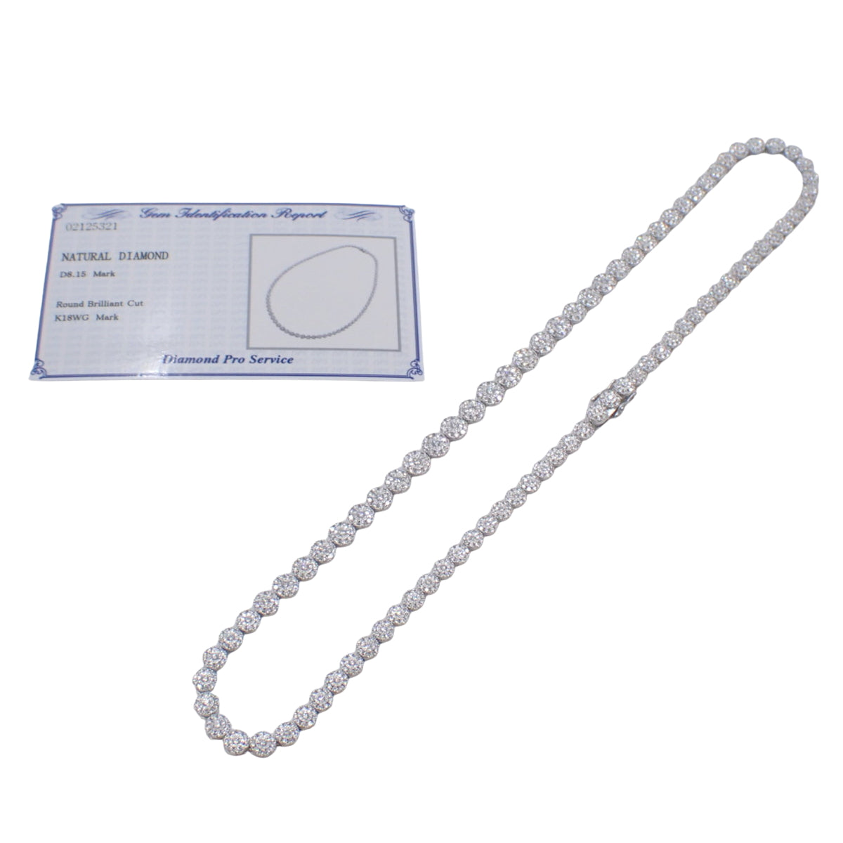ダイヤモンド テニス ネックレス D8.15 K18 ホワイトゴールド WG