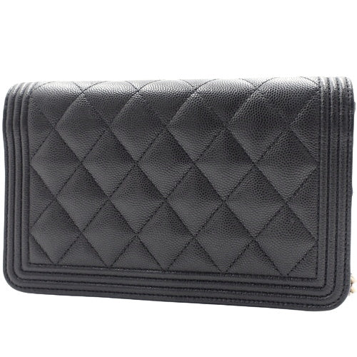 Matelasse Boy Chanel Coco Mark Chain Wallet Shoulder Bag in Caviar Skin (AP1117)