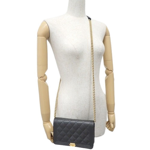 Matelasse Boy Chanel Coco Mark Chain Wallet Shoulder Bag in Caviar Skin (AP1117)