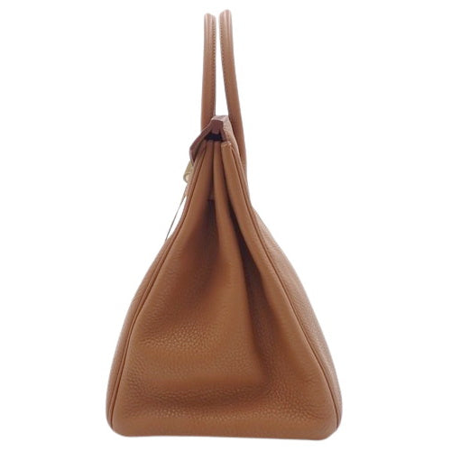 Birkin Club 35 公文包 Clemence 蜥蜴皮 金色 栗色 Ficelle □P 印章