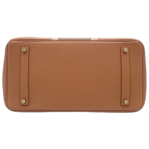 Birkin Club 35 公文包 Clemence 蜥蜴皮 金色 栗色 Ficelle □P 印章