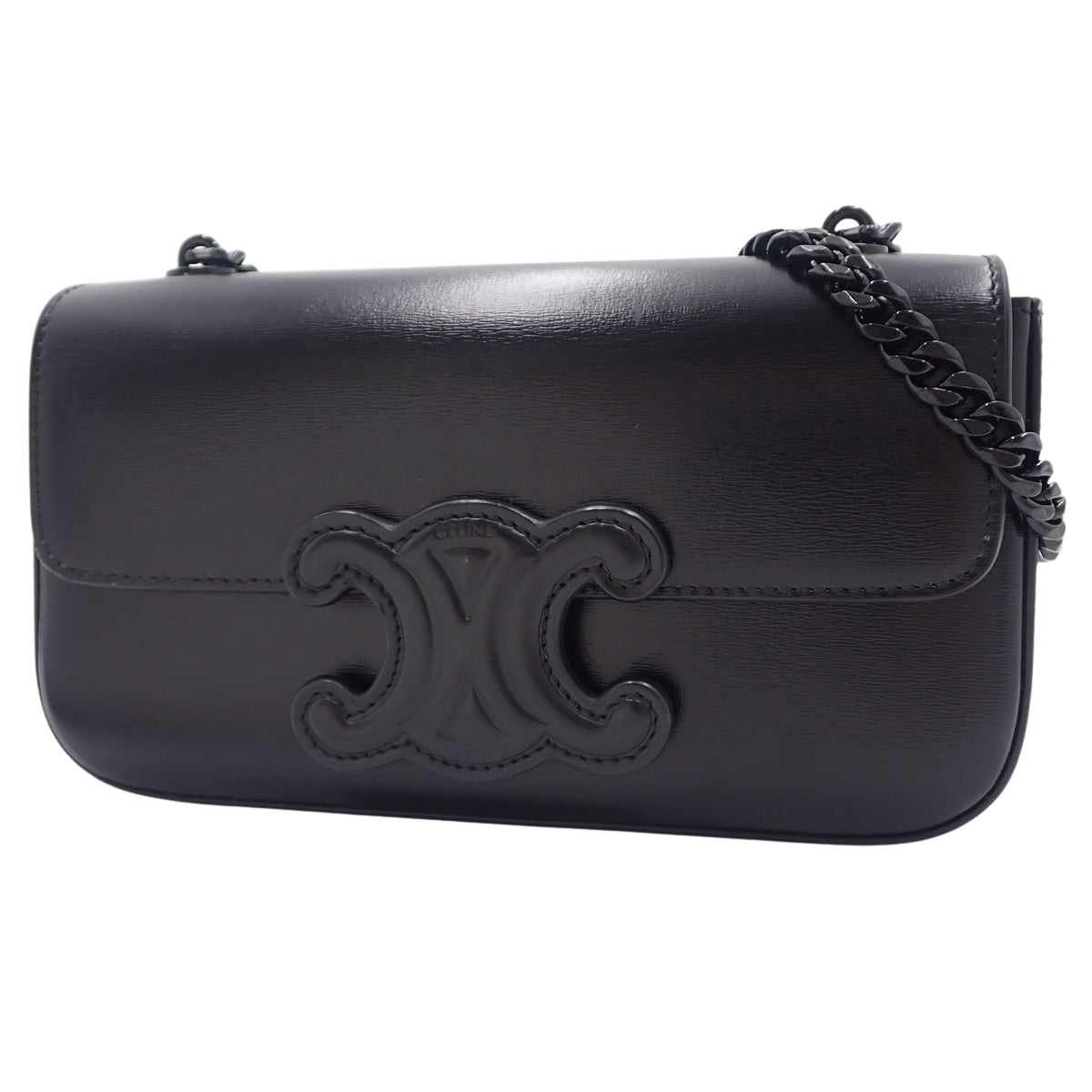 Cuir Triomphe Chain Shoulder Bag, Calfskin, Black, 199243BF4