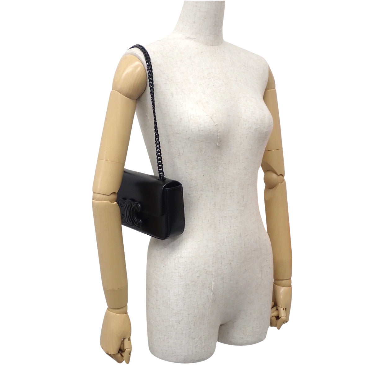 Cuir Triomphe 黑色小牛皮链条单肩包 199243BF4