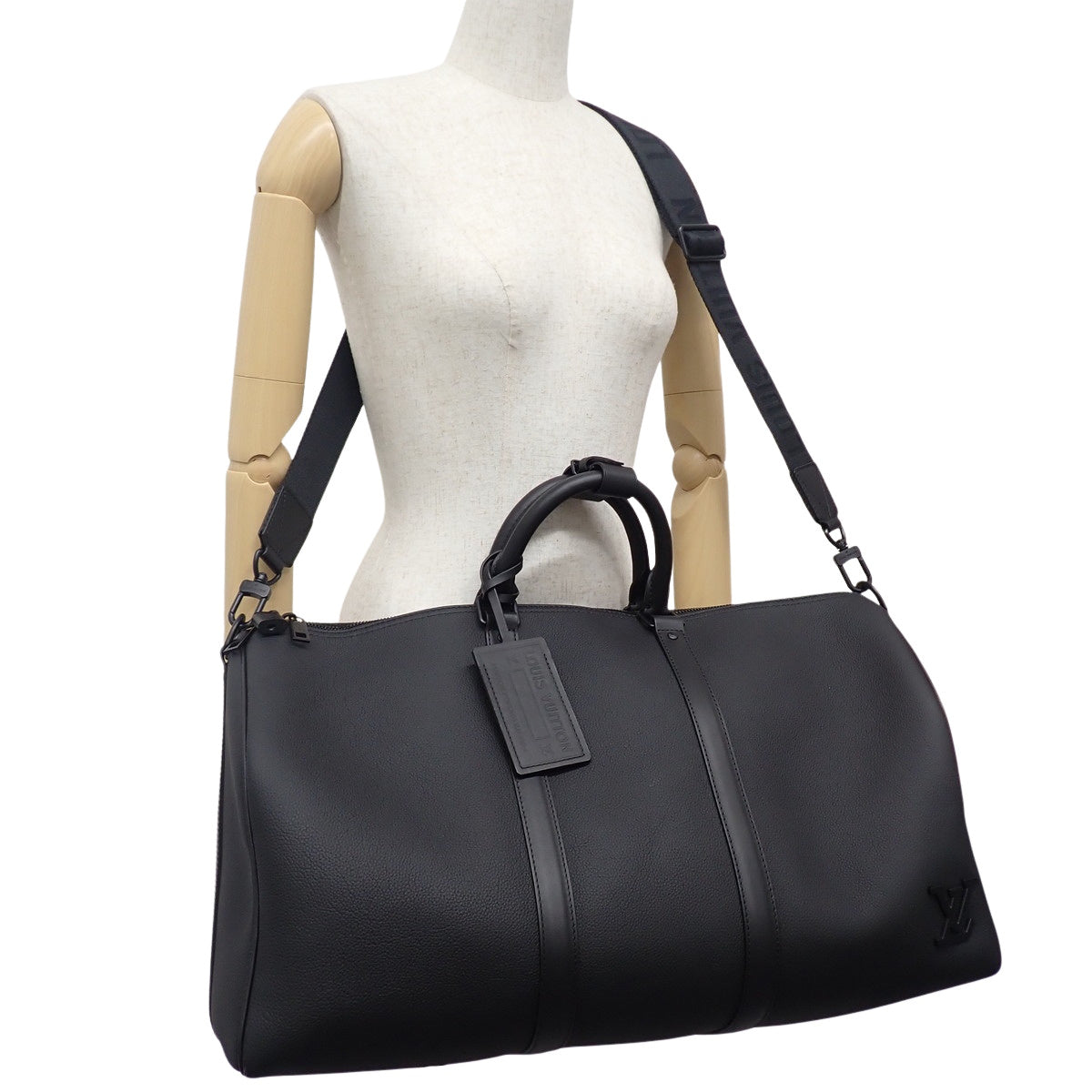 LV Aerogram Keepall Bandouliere 50 Grained Calfskin Leather Noir M21420