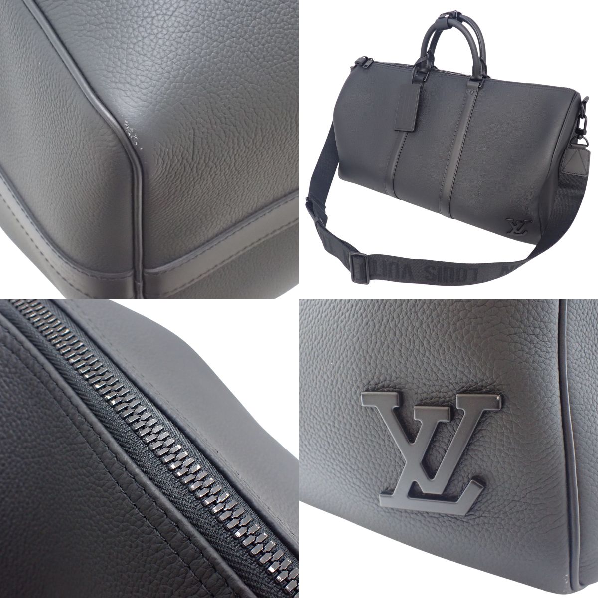 LV Aerogram Keepall Bandouliere 50 Grained Calfskin Leather Noir M21420