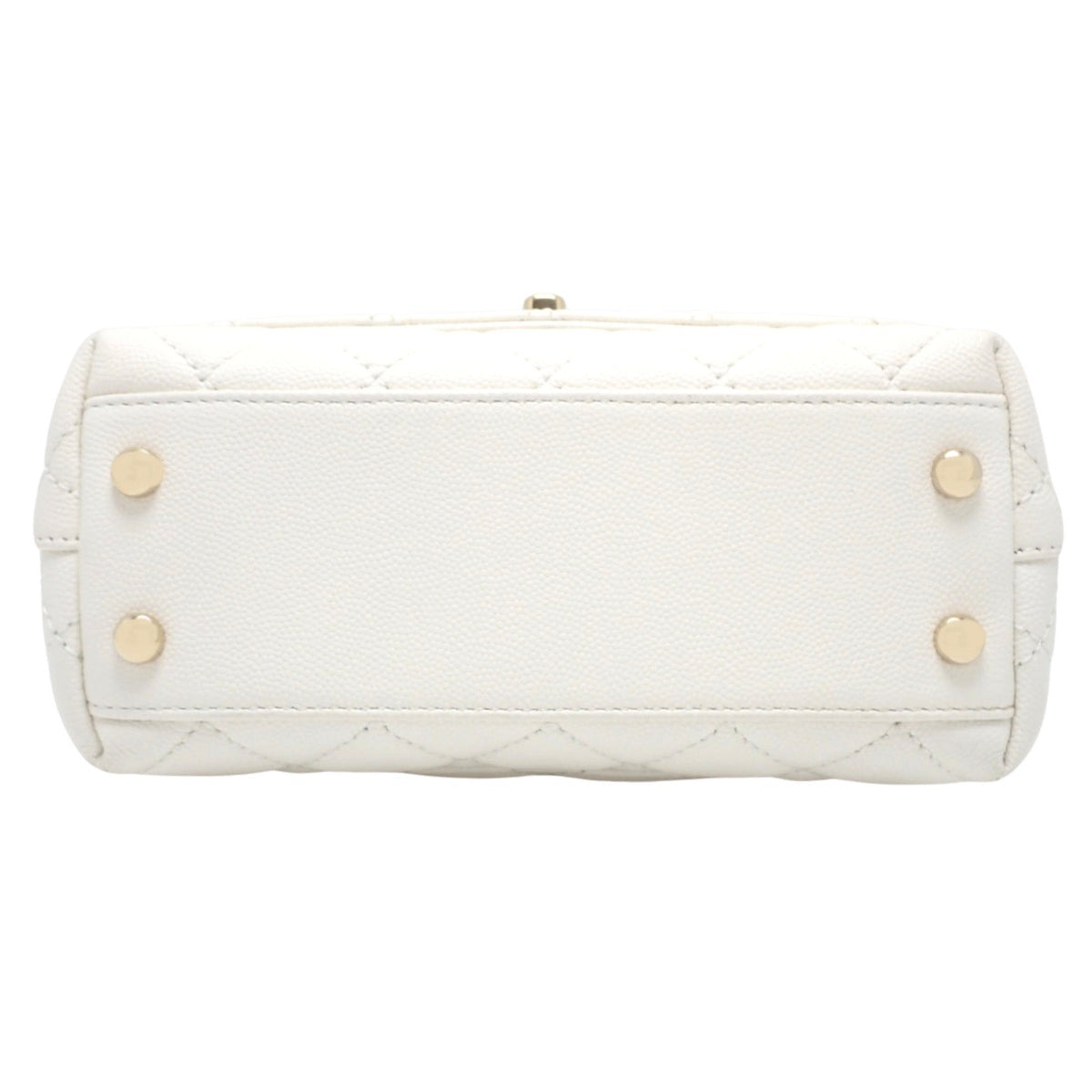 Matelasse Coco Handle 19 XXS Chain Shoulder Bag, Caviar Skin, White, AS2215