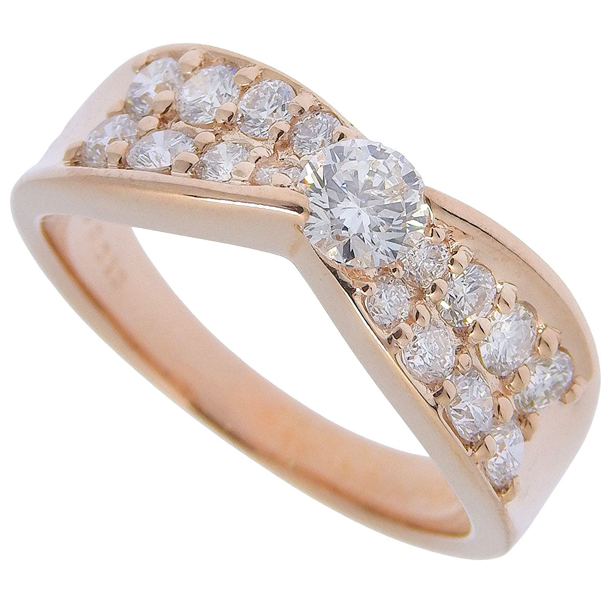 Ribbon Diamond Ring, 0.313 carats, 0.73 grams, 18K Pink Gold (K18PG)
